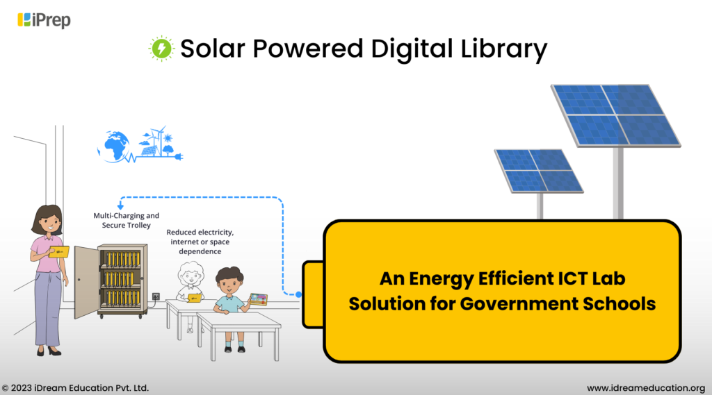 Image showing A solar-powered digital library, an energy-efficient ICT lab solution by iDream Education, designed for government schools as part of social sector education initiatives.