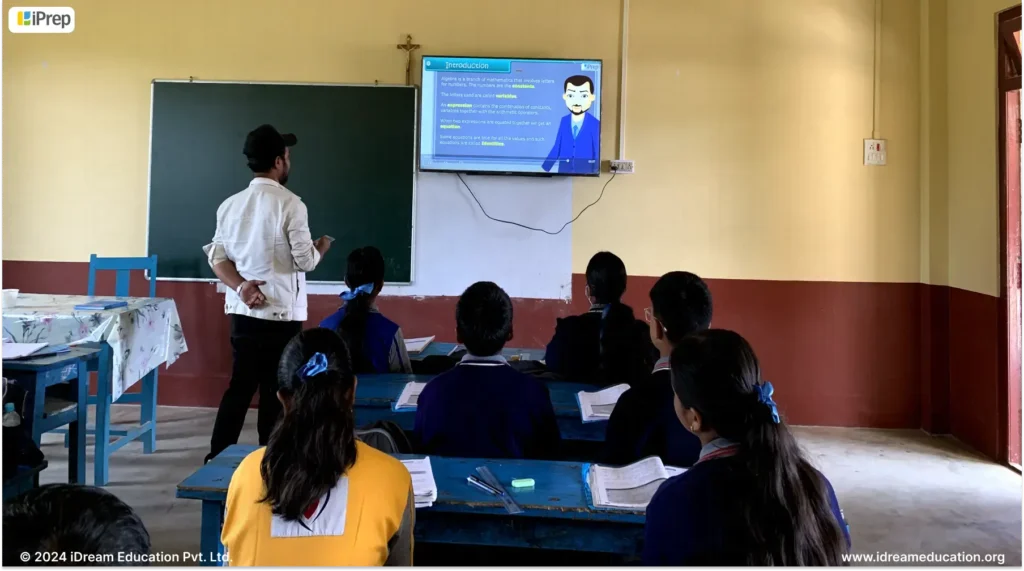A teacher using smart classroom in a school of Meghalaya